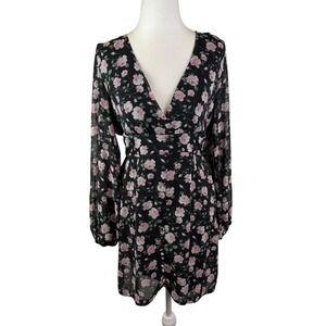 NWT Princess Polly Darlia Floral Mini Dress Size 6 Black Coquette Dark Romantic